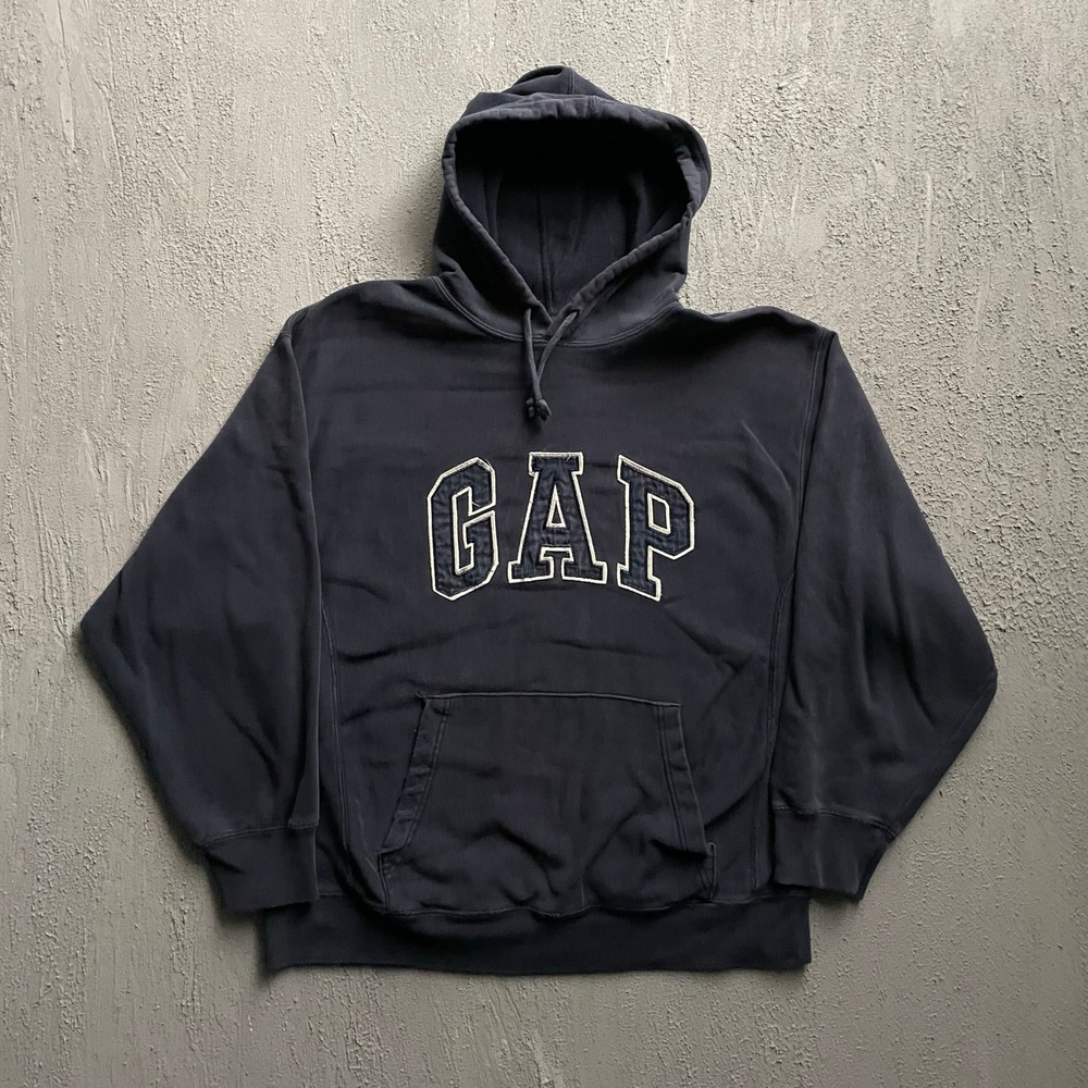 Vintage Gap Hoodie Mens Medium Navy Blue 2000s